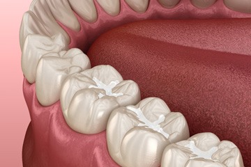 Illustration of dental fillings on molars